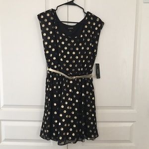 Black and gold polka dot dress, medium